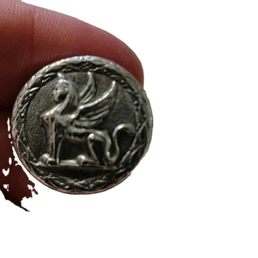 Vintage Hickok USA Griffin Cufflinks Silver Tone Heraldic Swivel Back Men's Pair
